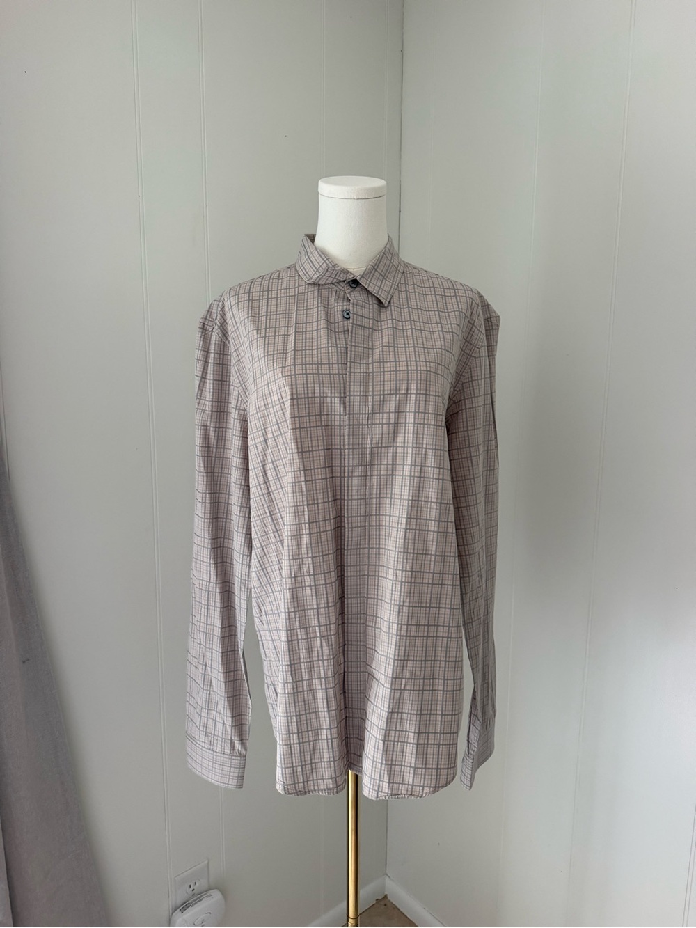 VINTAGE Marc by Marc Jacobs Men's Light Gray Plaid Button-Down Shirt